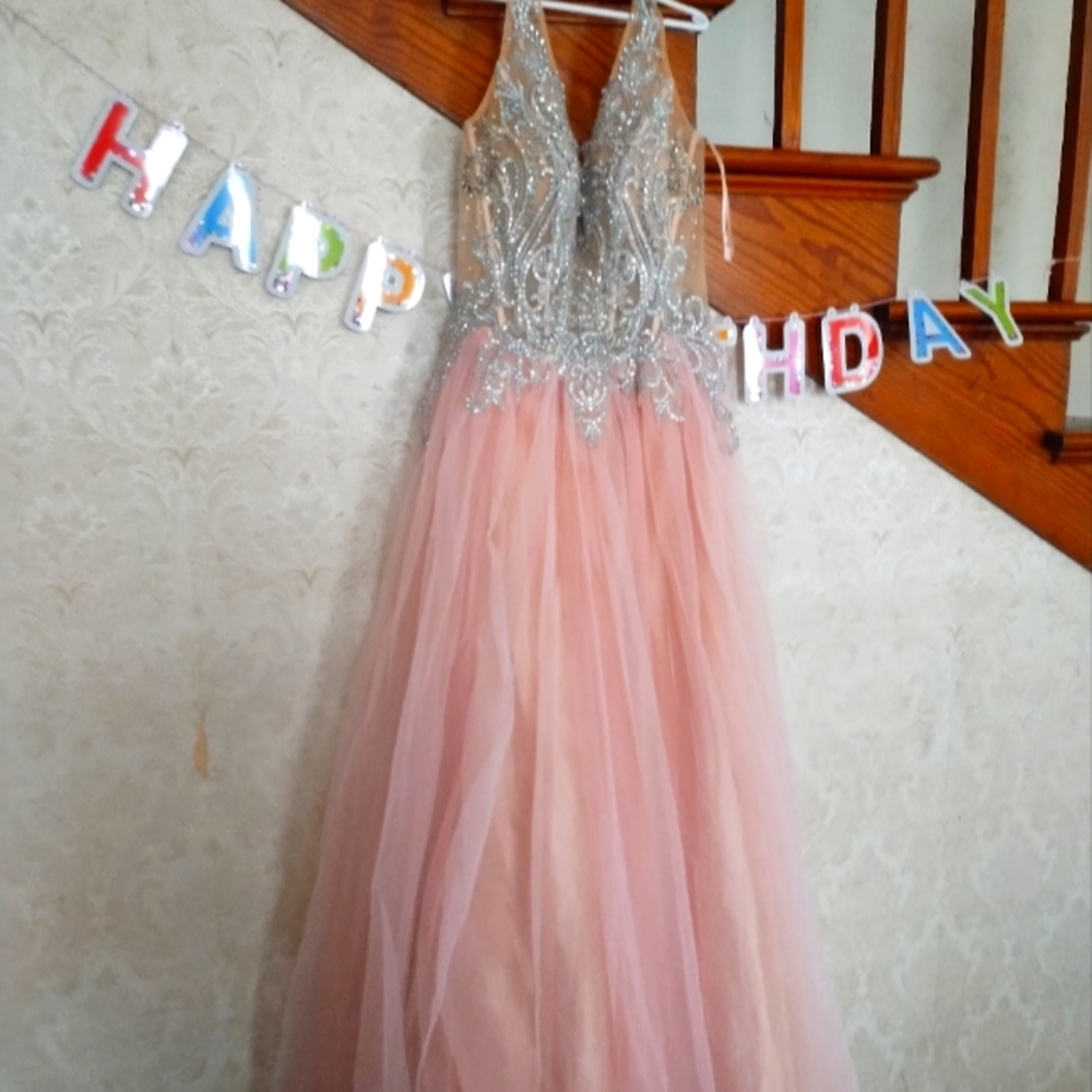 Elegant Pink and Silver Gown